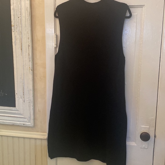 ELOQUII XL black knit sleeveless sheath tunic dress pockets knit side slits vest - Picture 4 of 10